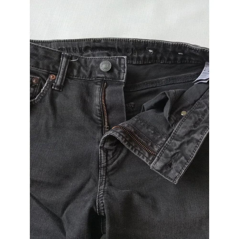 American Eagle Charcoal Wash Skinny Leg Distressed Denim Jeans Men's Size 30X32